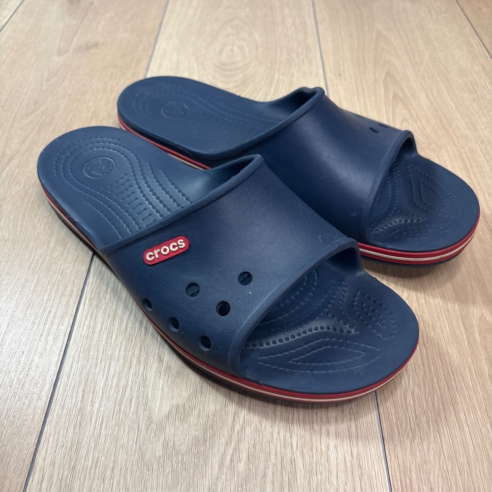 Crocs Crocband III Slide Navy Blue Red Mens Size 12 Sandals 205733-4CC